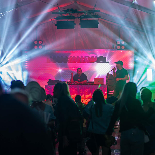 Crowd dancing to music